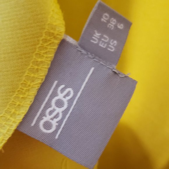 ASOS Yellow Bell Sleeve Dress: Size UK 10 - Picture 7 of 8